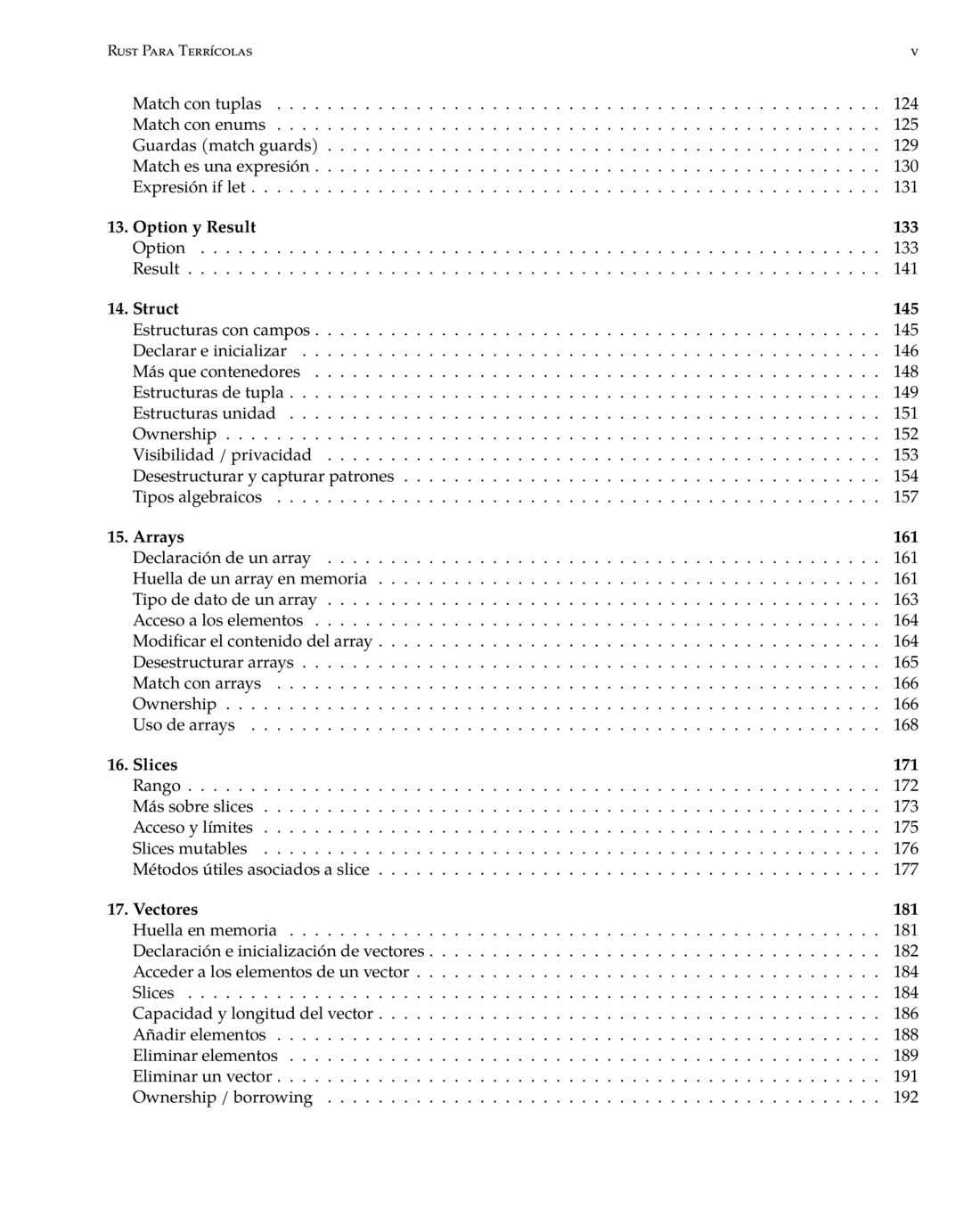 Índice de contenidos de Rust para terrícolas